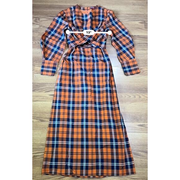 STAUD open back midi gingham Crosshill Dress size size small - Picture 6 of 12